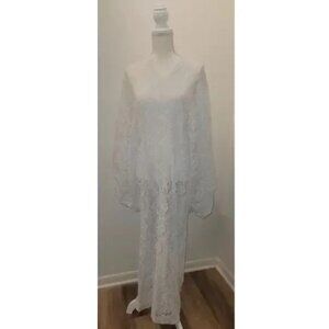 Ready to Wear White Lace Boho Womens Caftan